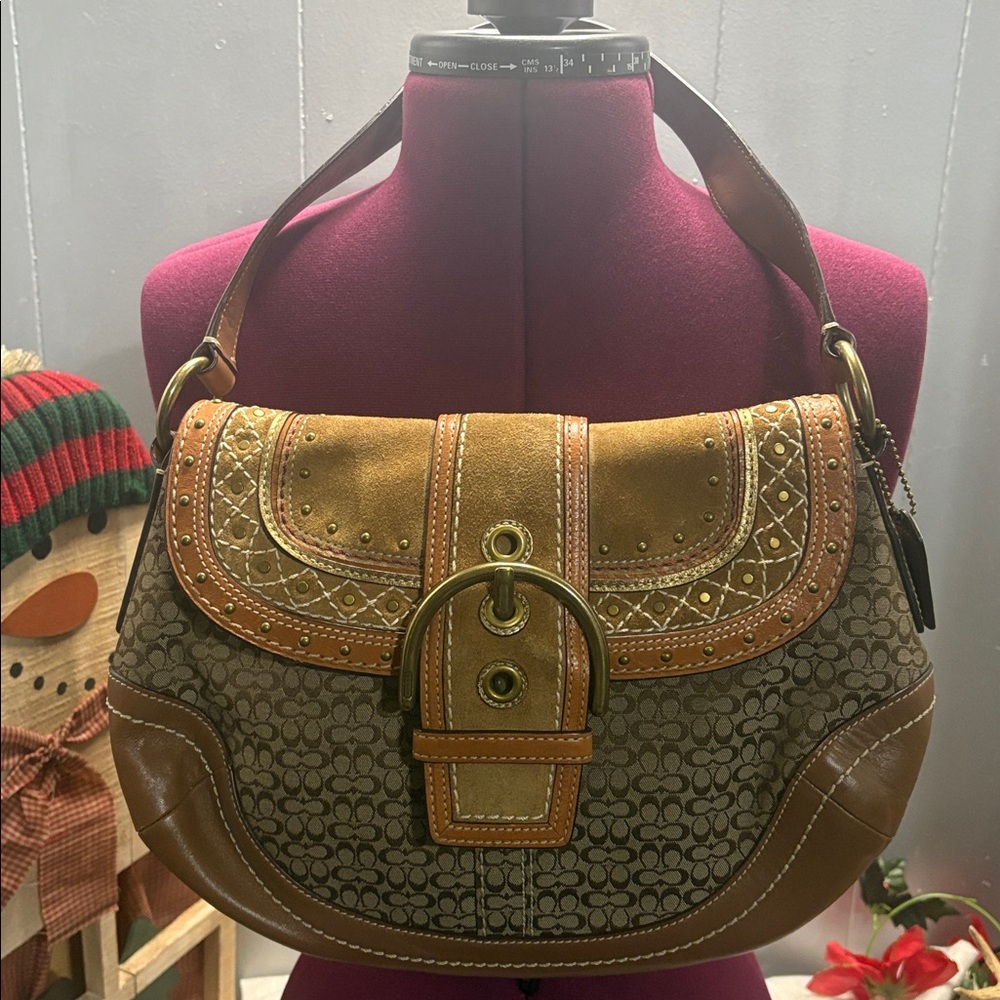 Rare Coach Vintage Y2K Soho Signature C Canvas Patchwork Hobo Bag #F11517